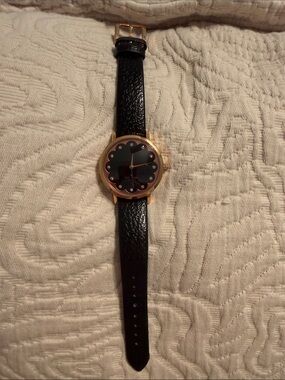kate spade Black Leather Strap Gold-Tone Dial Men’s Watch